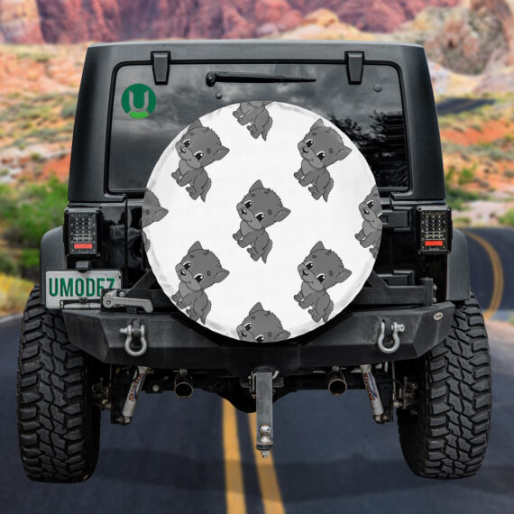 Cute Cartoon Character With Grey Baby Wolf Spare Tire Cover - Jeep Tire Covers