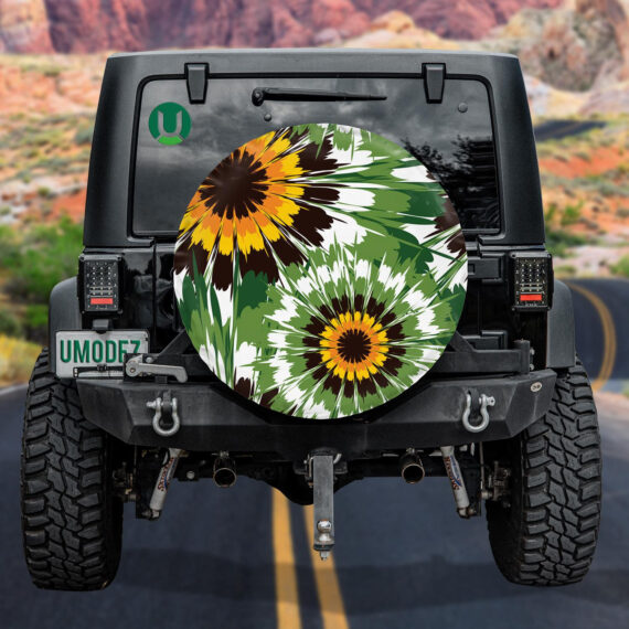 Beautiful Background With Green And Yellow Paint Tie Dye Spare Tire Cover - Jeep Tire Covers