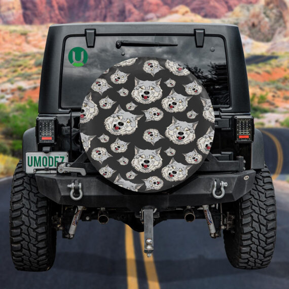 Hand Drawn Animal Wolf Head Collection Spare Tire Cover - Jeep Tire Covers