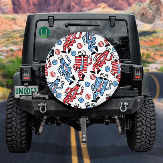 Funny Cartoon Number Four Character Dancing In Flag Pattern Spare Tire ...