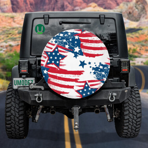 Cracked Color Painting Patriotic Stars America Pattern Spare Tire Cover ...