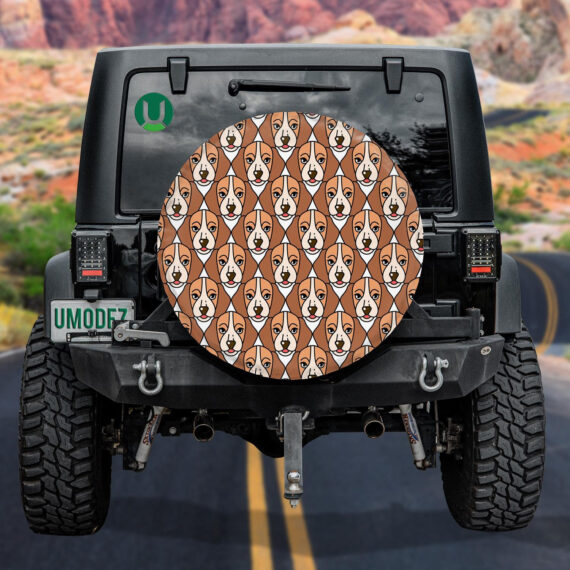 Brown Face Of Beagle Animal Design Spare Tire Cover - Jeep Tire Covers