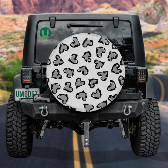 Leopard Heart Black And Grey Spots On Light Grey Background Spare Tire ...