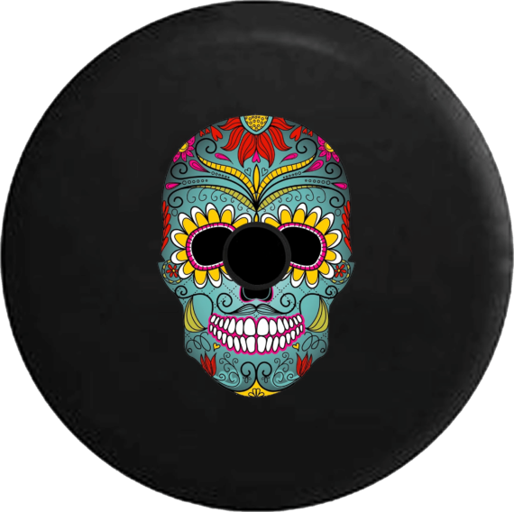 Sugar Skull Classic Pinstripe Design Spare Tire Cover Jeep Tire