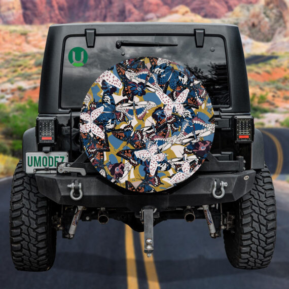 Spring Theme Colorful Bright Silhouette Butterfly Spare Tire Cover - Jeep Tire Covers