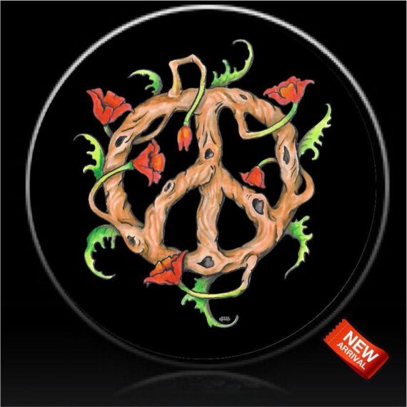 Appealing Peace Rose Vines Design Spare Tire Cover - Jeep Tire Covers