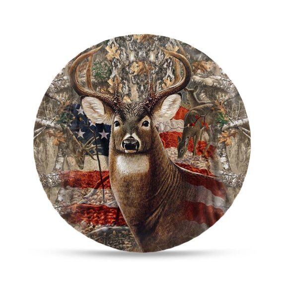 Classic Spare Tire Cover American Flag Camouflage Hunting Camo Deer Hunter - Jeep Tire Covers