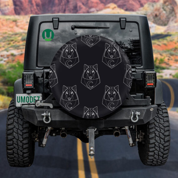 The Image Wolf Portrait And Moon Spare Tire Cover - Jeep Tire Covers