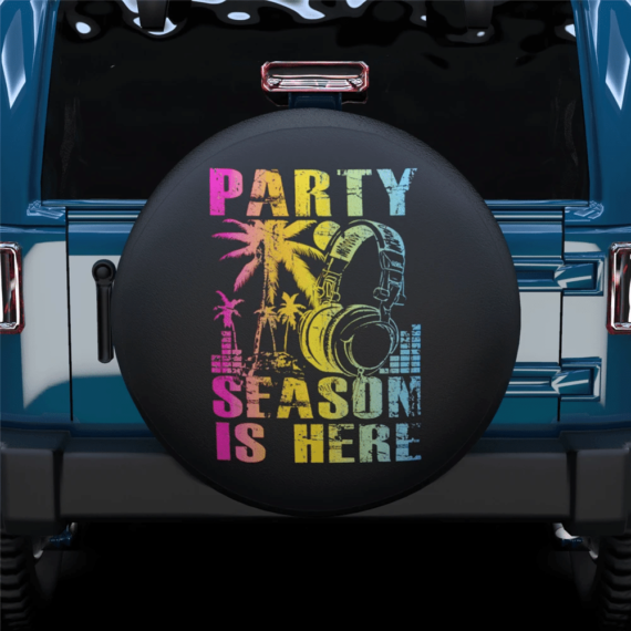 Neon Color Text Party Season Spare Tire Cover - Jeep Tire Covers