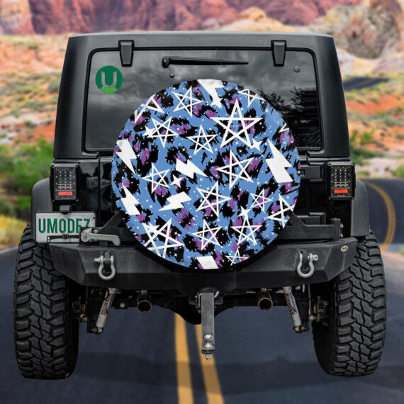 Wild African Leopard With Stars And Rays Spare Tire Cover Jeep Tire