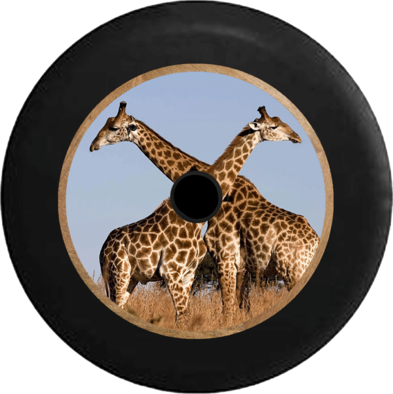 Giraffe Couple In The African Sahara Spare Tire Cover - Jeep Tire Covers