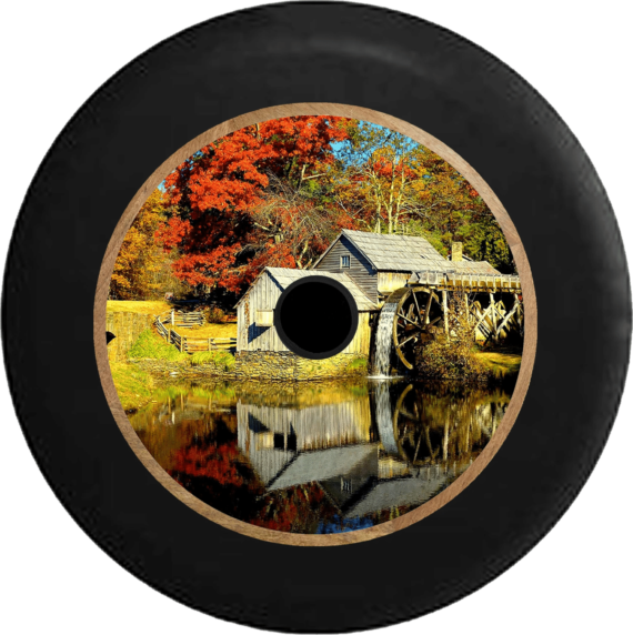 Old Mill Water Wheel In The Peaceful Country Spare Tire Cover - Jeep Tire Covers