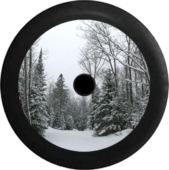 Snow Covered Pine Trees Winter Scene Spare Tire Cover - Jeep Tire Covers