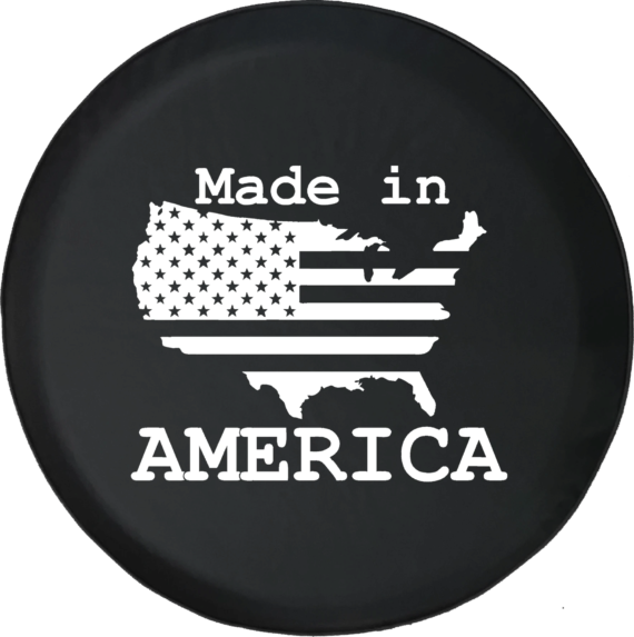 United States Flag Made In America Offroad On Black Spare Tire Cover - Jeep Tire Covers