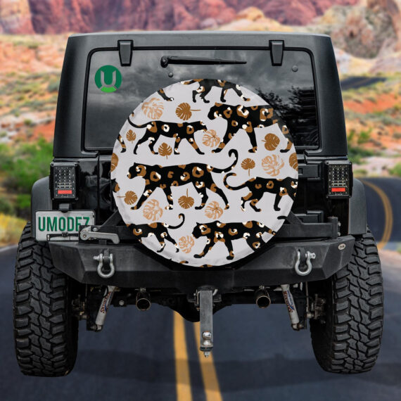 Wild African Leopard With Sketch Of Walks Spare Tire Cover – Jeep Tire ...