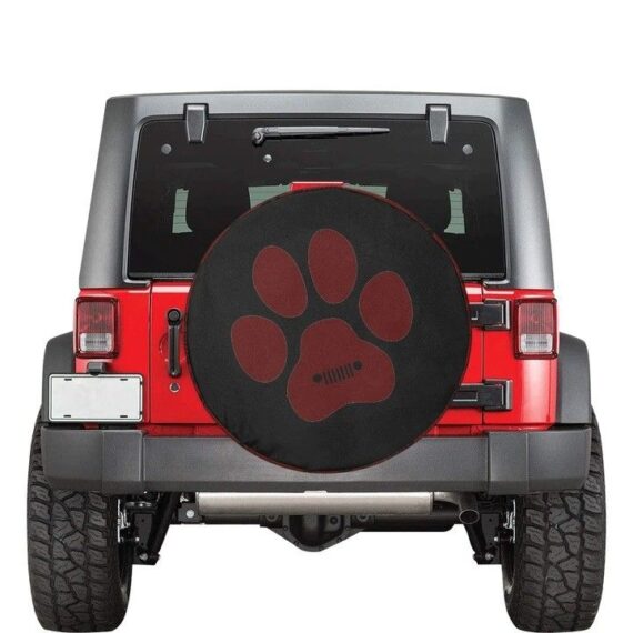 Burgundy And Black Doggy Paws Spare Tire Cover – Jeep Tire Covers ...