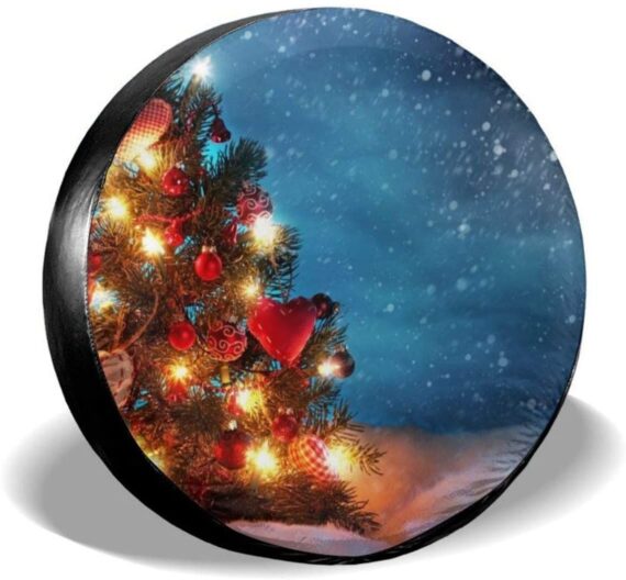 Beautiful Christmas Tree With Heart Spare Tire Cover - Jeep Tire Covers