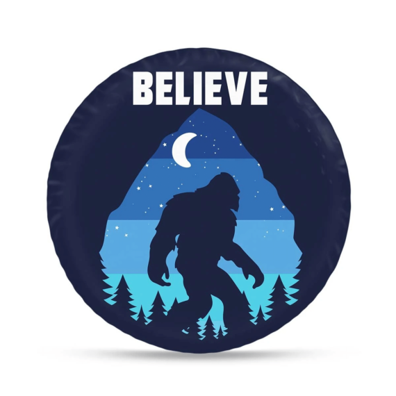 Classic Bigfoot Believe Blue Style Spare Tire Cover - Jeep Tire Covers