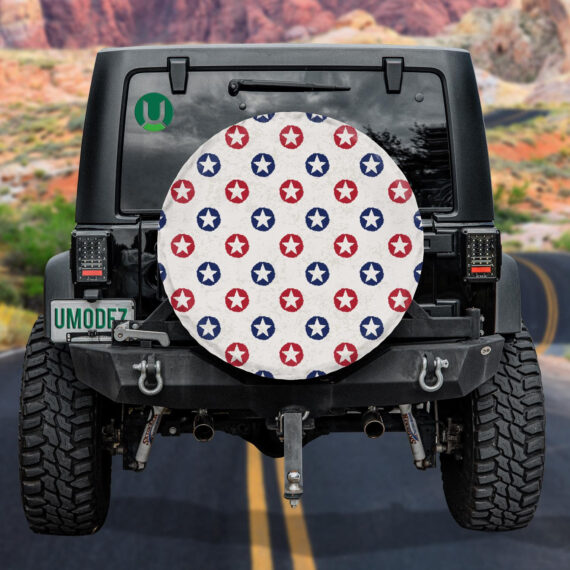 Vintage Polka Dot With American Stars Pattern Spare Tire Cover – Jeep ...