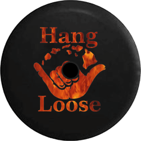 Hang Loose Hawaiian Islands Flames Spare Tire Cover - Jeep Tire Covers