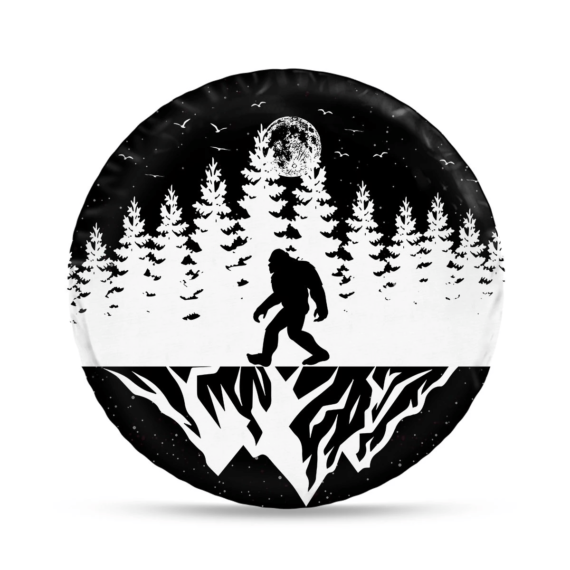 Retro Mountain Tree Bigfoot Style Spare Tire Cover - Jeep Tire Covers