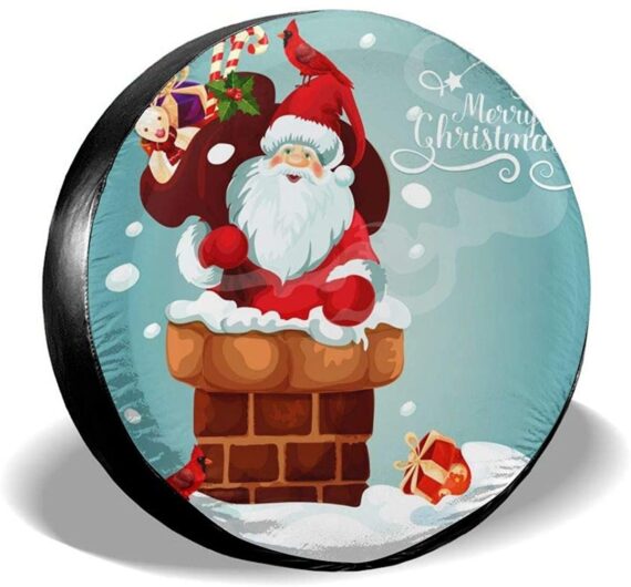 Santa Stuck In Chimney Spare Tire Cover - Jeep Tire Covers