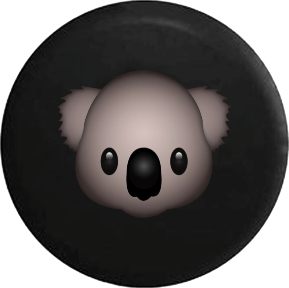 Cute Koala Bear Text Emoji Ornamental On Black Spare Tire Cover - Jeep Tire Covers