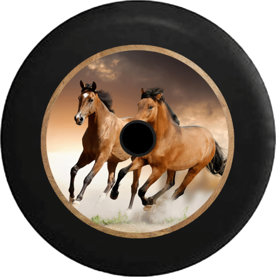 Galloping Brown And Tan Horses Spare Tire Cover - Jeep Tire Covers