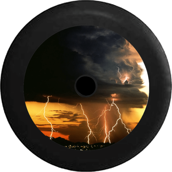 Thunder Storm Lightning Strikes Night Sky Spare Tire Cover - Jeep Tire Covers