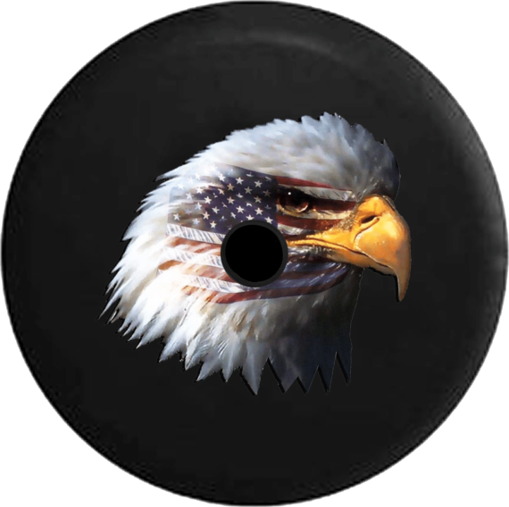 Waving American Flag And Bald Eagle Spare Tire Cover - Jeep Tire Covers