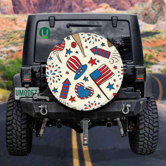 Sporty American Football Stuff With Independence Day Icons Spare Tire ...