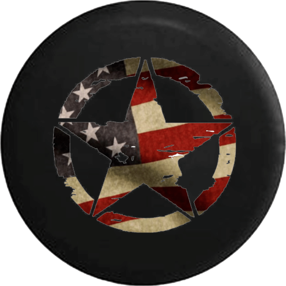 Oscar Mike Military Star Vintage Spare Tire Cover - Jeep Tire Covers