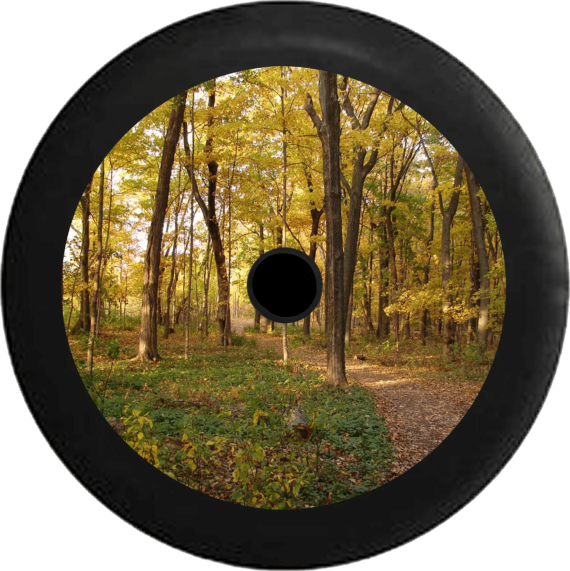 The Path In Autumn Trees Spare Tire Cover - Jeep Tire Covers