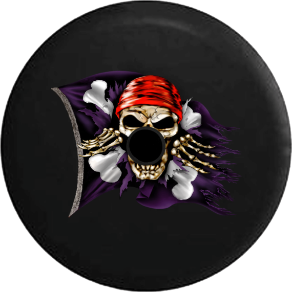 Spare Tire Cover Day Pirate Skull Crossbones Flag Tattered Ripped And Torn - Jeep Tire Covers