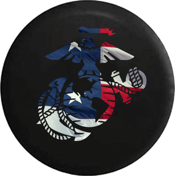 Eagle Anchor Military Waving American Flag On Black Spare Tire Cover - Jeep Tire Covers
