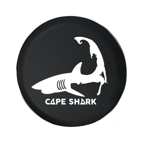 White Shark Pattern Black Theme Spare Tire Cover - Jeep Tire Covers