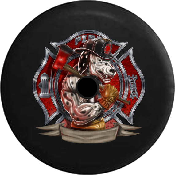 Spare Tire Cover Day Fire Dept Maltese Cross Muscle Dalmation Dog Firefighter - Jeep Tire Covers