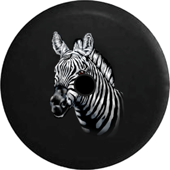 Spare Tire Cover Camera Hole Day African Zebra White And Black Striped Portait Style - Jeep Tire Covers