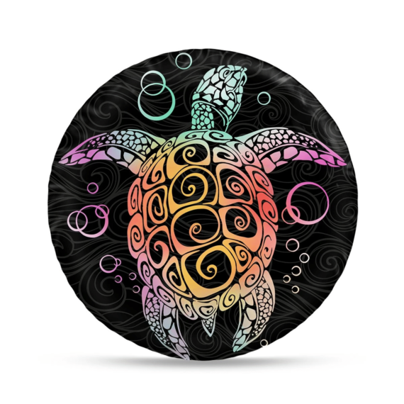 Ideal Hawaiian Tribal Colorful Sea Turtle Spare Tire Cover - Jeep Tire Covers