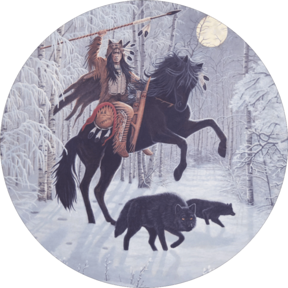 Indian Chief And Black Wolf Design Spare Tire Cover - Jeep Tire Covers