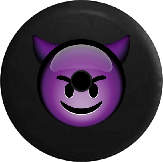 Purple Evil Text Emoji Devil Face Spare Tire Cover - Jeep Tire Covers