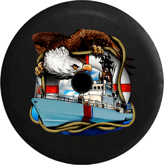 Spare Tire Cover Day American Eagle Us Coast Guard Life Preserver At Sea - Jeep Tire Covers