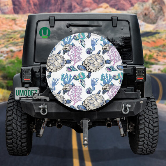 Turtle Crab Shell And Plants Underwater Animals Spare Tire Cover - Jeep Tire Covers