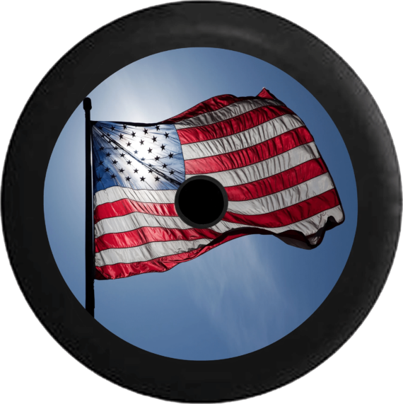 Spare Tire Cover American Flag Waving Sky Stars Stripes Military Patriotic - Jeep Tire Covers