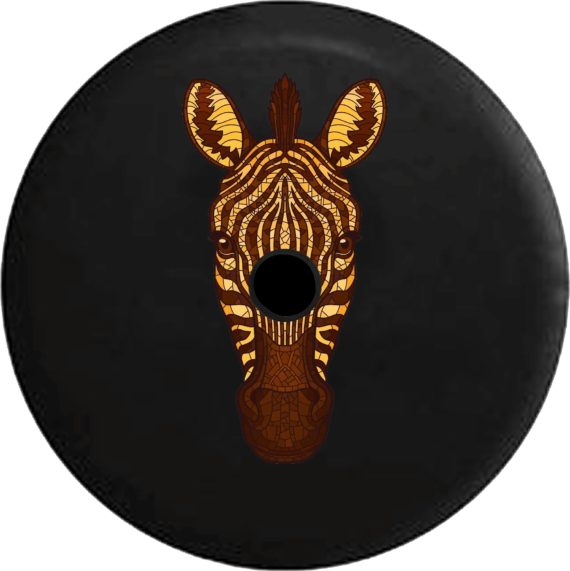 Yellow And Brown Zebra Pattern Cute Face Spare Tire Cover - Jeep Tire Covers