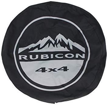 Spare Tire Cover White Rubicon Mountain On Black Denim - Jeep Tire Covers