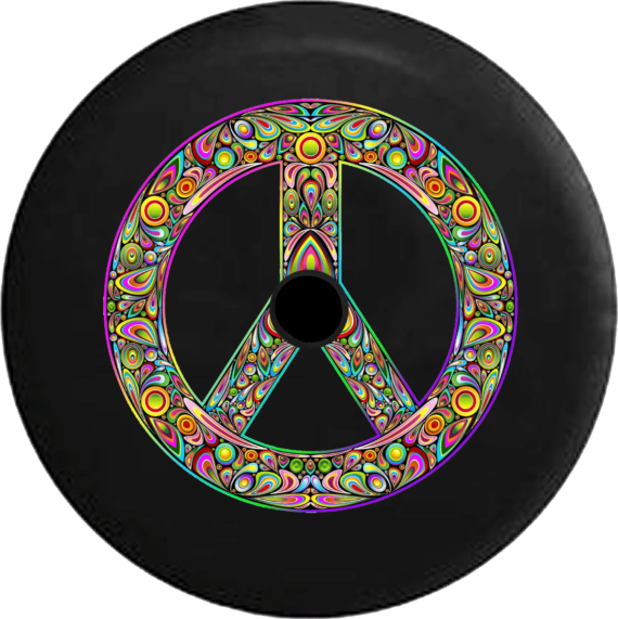 Psychedelic Peace Sign Hippie Lava Lamp Spare Tire Cover - Jeep Tire Covers