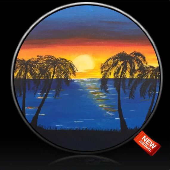 Sunset Beach Palm Tree Design Spare Tire Cover - Jeep Tire Covers