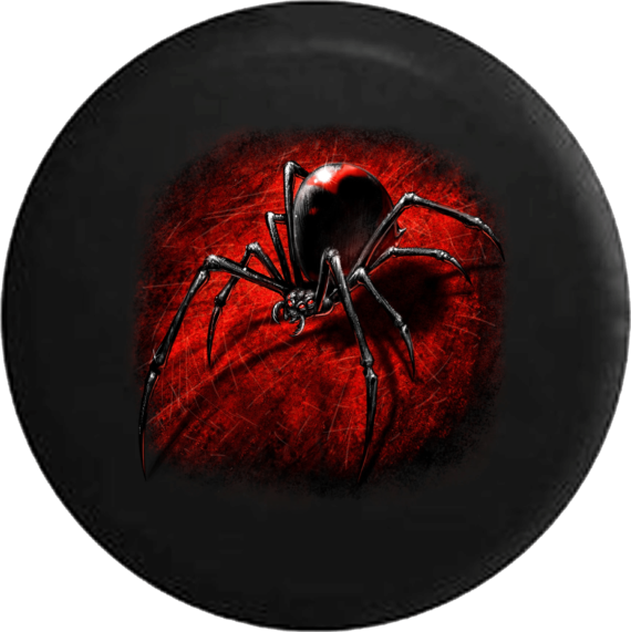 Black Widow Spider On Red Web Spare Tire Cover - Jeep Tire Covers