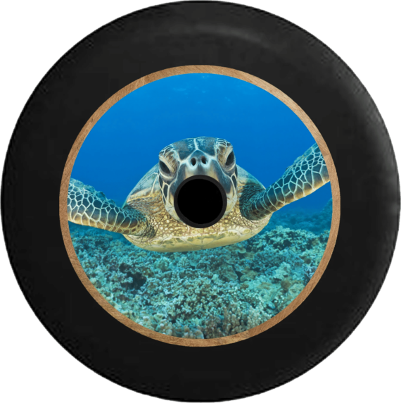 Sea Turtle In The Giant Ocean Spare Tire Cover - Jeep Tire Covers